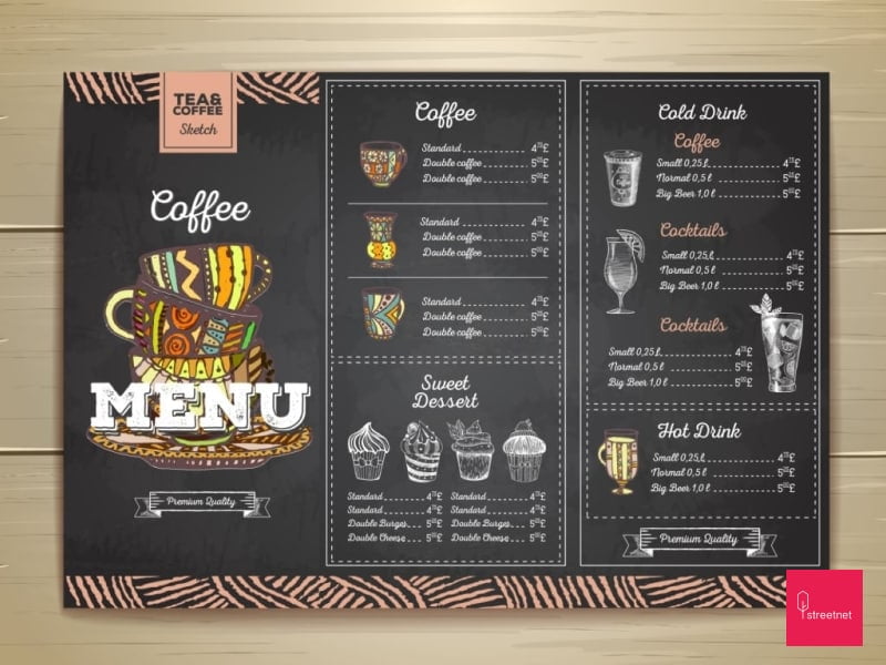 Thiết kế menu quán trà sữa đơn giản
